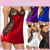 Elegante Damen Spitzen Träger Dessous Nachtwäsche Nachthemd Babydoll Kleid Set