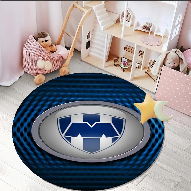 1PC round rug Monter-rey Football Crest Art Printed Round Area Rug ,Rug For Home Office, Round Chair Rug, Decorative Carpet Fan gifts Christmas gift