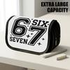 1pc Double Layer Flip Pencil Case, Black 67, Large Capacity, Portable Polyester Pen Storage Bag with Zipper Closure, Ideal for School & Office Supplie