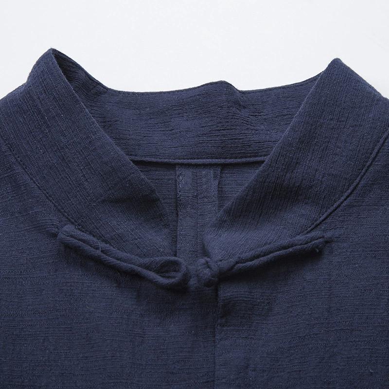 Camicia Top da Uomo Autunno Stile Cinese Colletto alla Coreana Manica Lunga Tasche Bottoni Tradizionale Camicia Kung Fu Tai Chi Top Tang