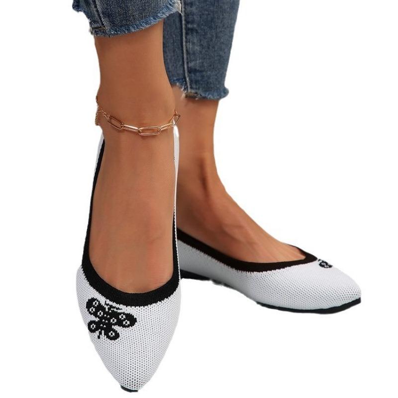 Spring new mesh flat bottom pointed single shoes women's Doudou shoes shallow mouth square mouth shoes