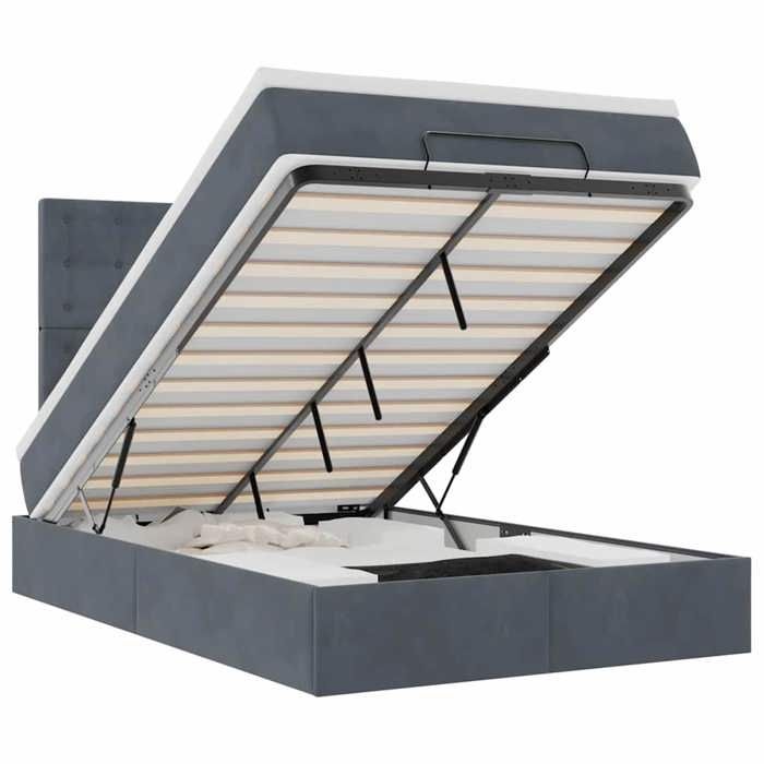 VidaXL Cadre de lit ottoman avec matelas gris foncé 120x190 cm velours, cadre de lit, cadre de lit rembourré, cadre de lit 3314451