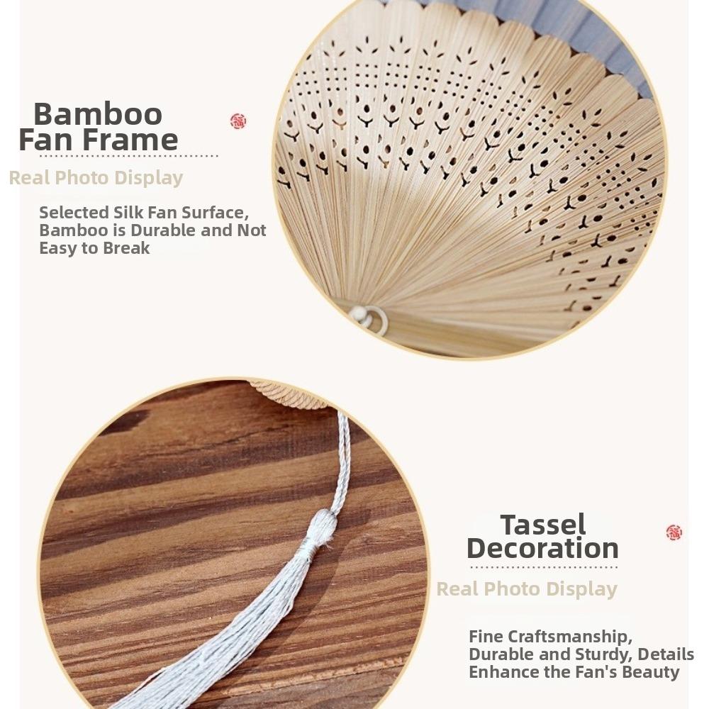 Vintage Style Folding Fan Tassel Elegent Female Fan Classical Dance Fan Home Decoration