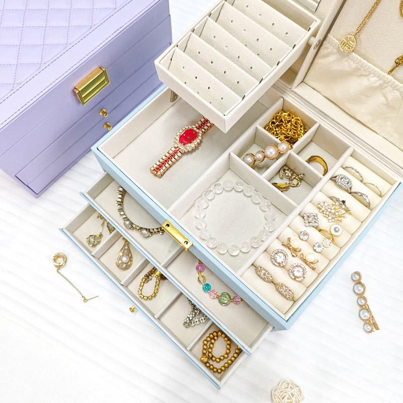 Large Capacity Jewelry Box Multi-layer Necklace Ring Organizer Portable Travel Storage Case Women