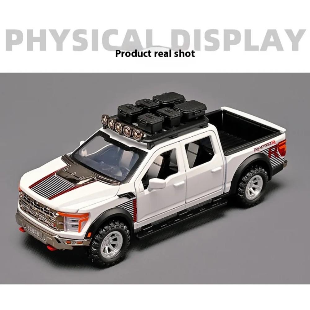 1/24 Scale Ford Raptor Pickup F-150 Alloy Car Model Simulation Off-Road Vehicle, Boy Gift, Sound and Light Children's Toy Ornaments