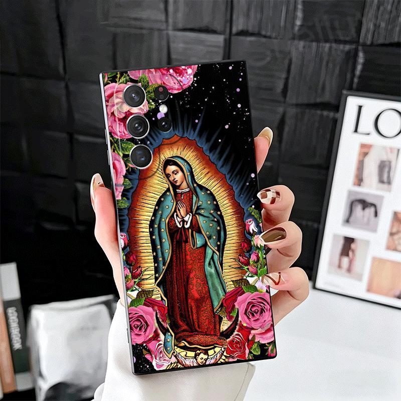 Virgen Mary Virgin De Guadalupe Soft Phone Case for Samsung Galaxy S26 S25 Edge S24 Ultra S23 Plus S22 S21 FE S20 Black Cover Ba