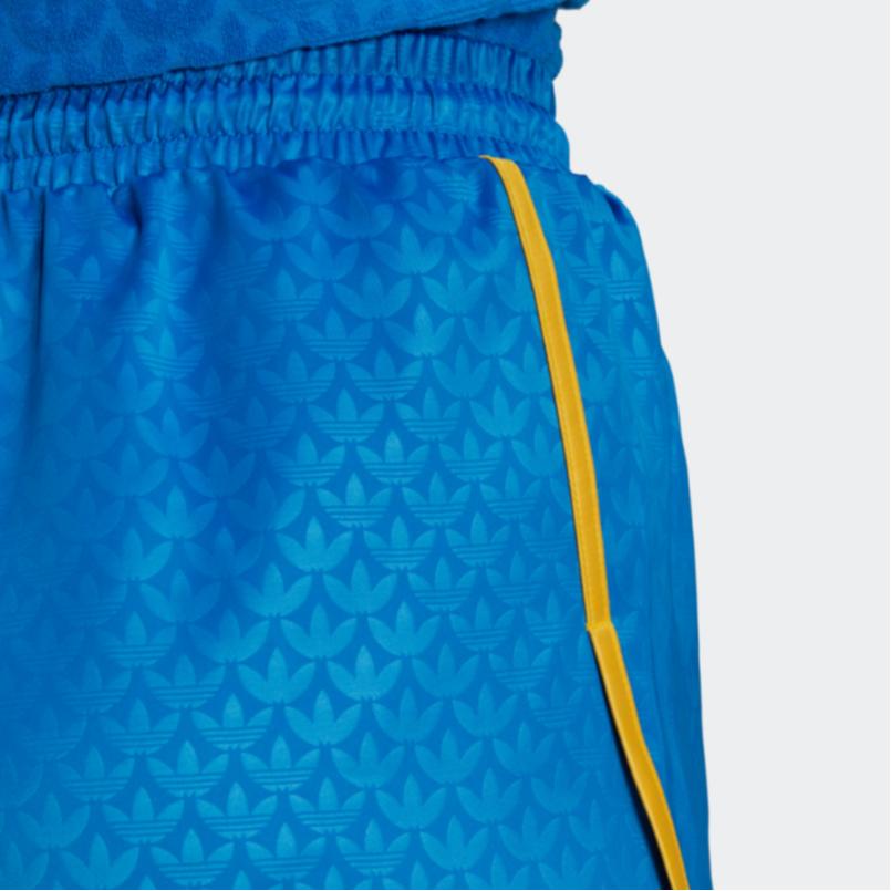 adidas Originals Heritage Monogram Logo Print Drawstring Waist Sports Casual Shorts Women Blue IB2063