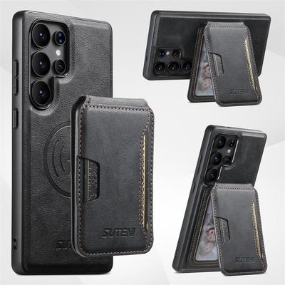 Detachable Magnetic Wireless Charger Wallet Case Card Holder Phone Case for Samsung Galaxy S25 S24 S23 S22 Ultra Leather Cover