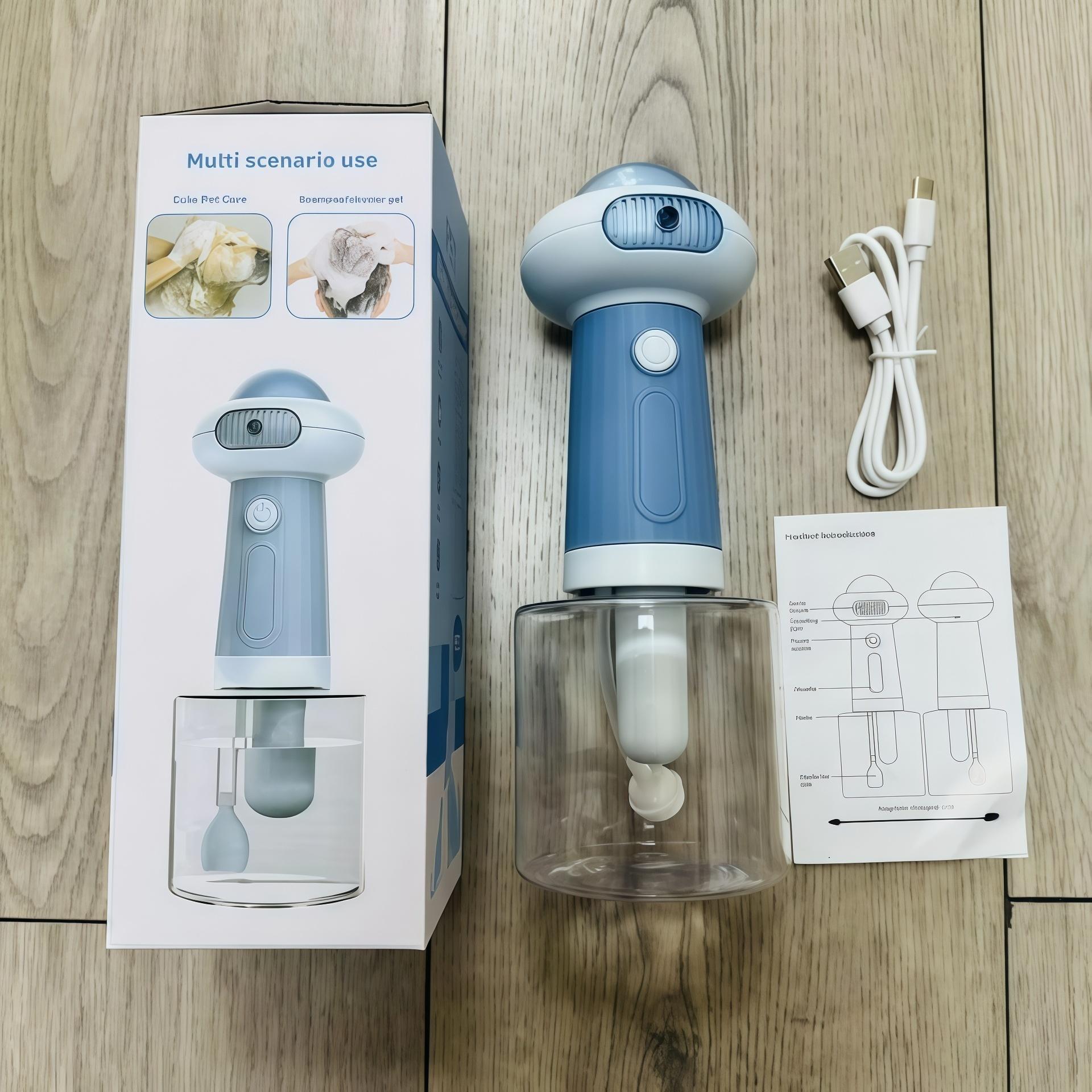 

Automatic Dog Soap Dispenser Wireless USB Mute Dog Grooming Frother Cat Deeper Cleaning Bath Shampoo Foam Sprayer Pet Supplies синий