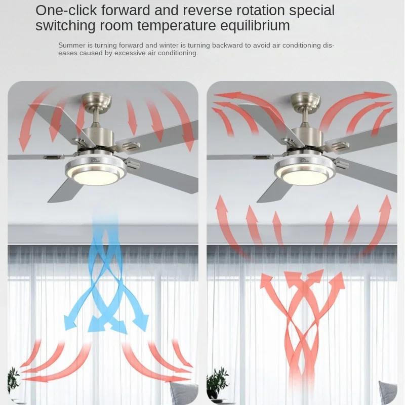 Modern Stainless Steel Ceiling Fan Lights with Lights Restaurant Fan Lights, Remote Dimming, Energy-saving Silent Pendant Lights