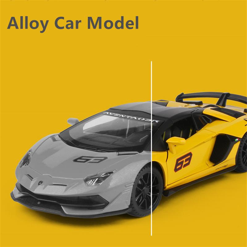 1/24 Lamborghini Aventador SVJ 63 Slitina Závodní Auto Model Odlitky Kovová Hračka Vozidla Model Auta Zvuková a Světelná Simulace Dětská Hračka Dárek
