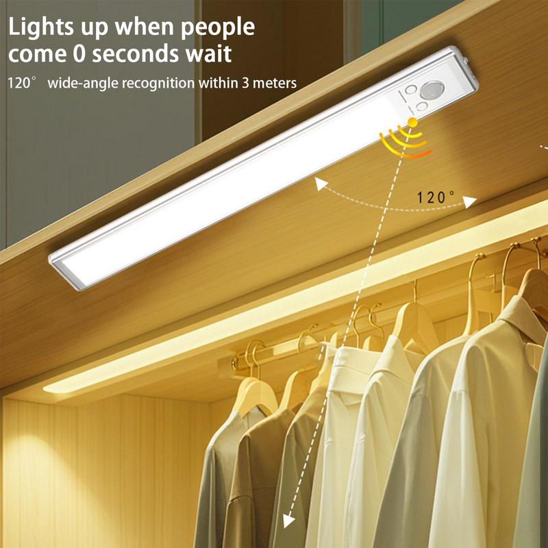 Under Counter Lights Motion Sensor Warm Lamp 2200mAh USB Rechargeable Closet Lights Adhesive 3 Levels Dimmable Under Counter