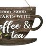 Wooden Coffee Cup Hanging Sign Good Mood Starts with Coffee Tea Door Plaque Kitchen Cafe Coffee Corner Wall Hanging Decoration Ornament