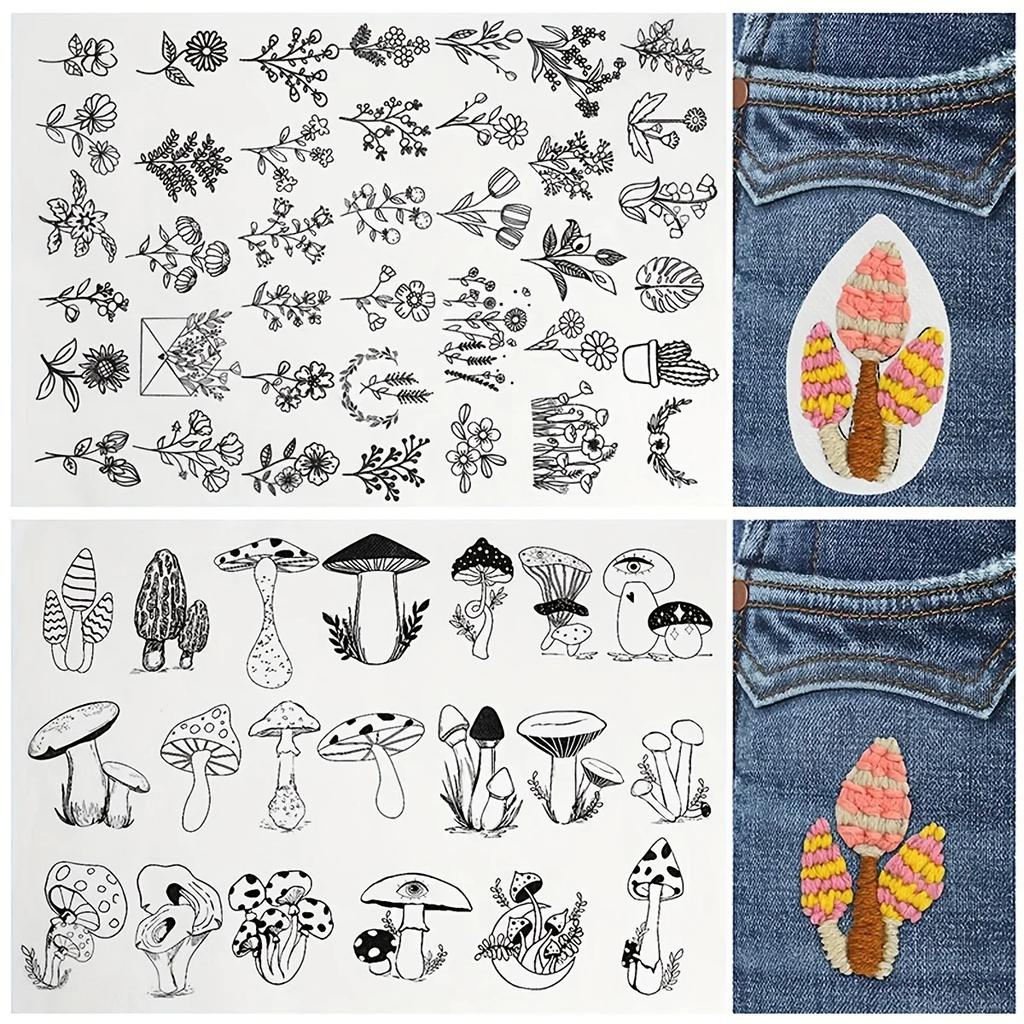 Wasserlöslicher Stabilisator Stickmuster, Stick- und Reißpapier zum Aufkleben, Blumenmuster Gänseblümchen Schmetterling Designs