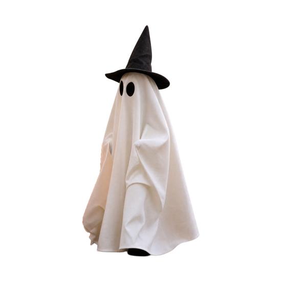 Halloween Gehender Geist Dekoration mit Sound, Hexe Hut Animiertes Requisit, Leuchtend Sprechende Spukhaus Deko für Party