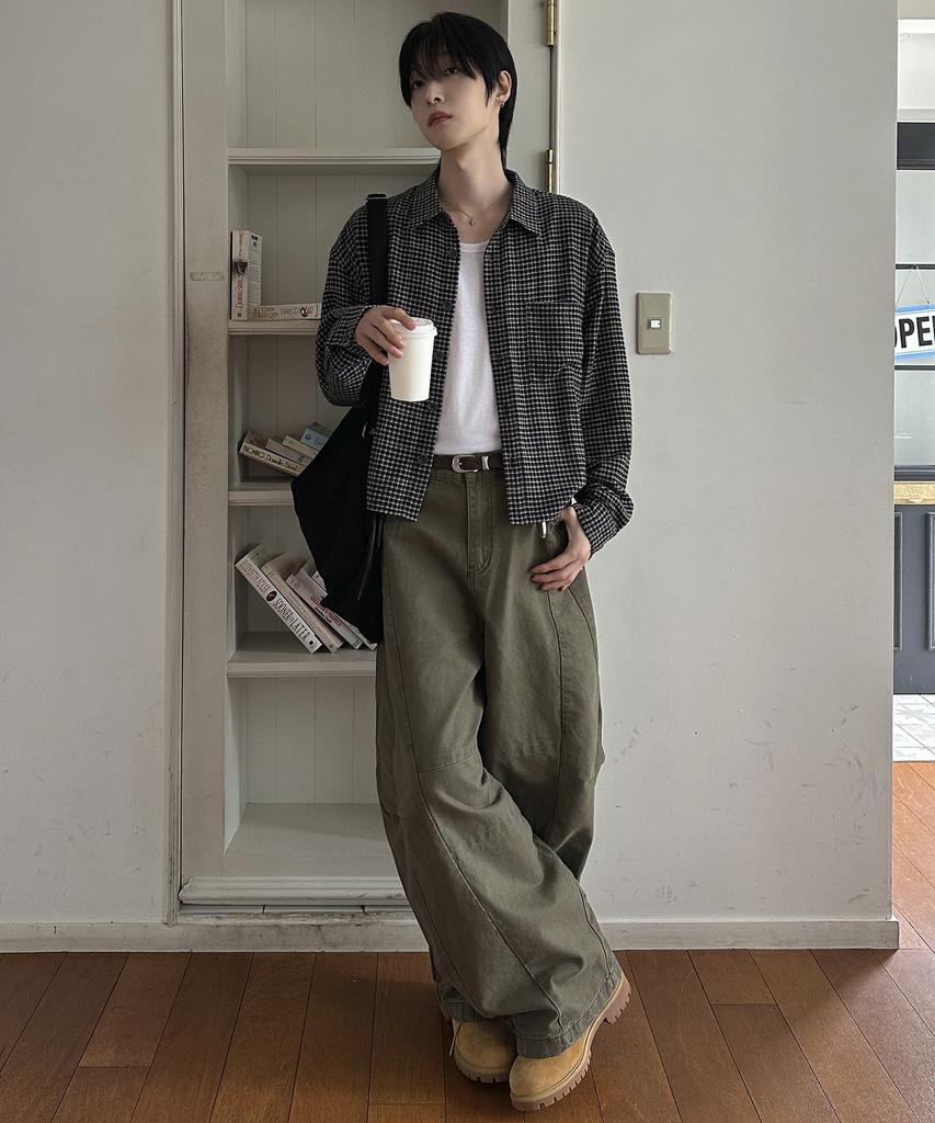 LXT Cotton Houndstooth Check Crop Shirt [Black]