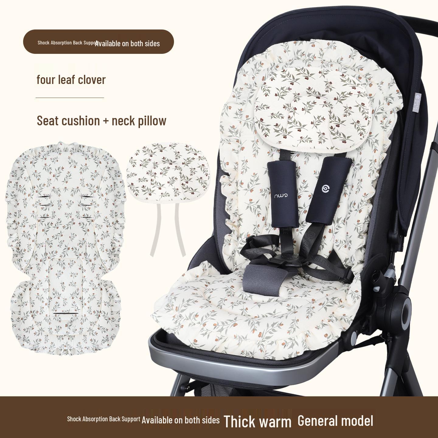Universal All-Season Thickened Baby Stroller Seat Cushion with Back Support