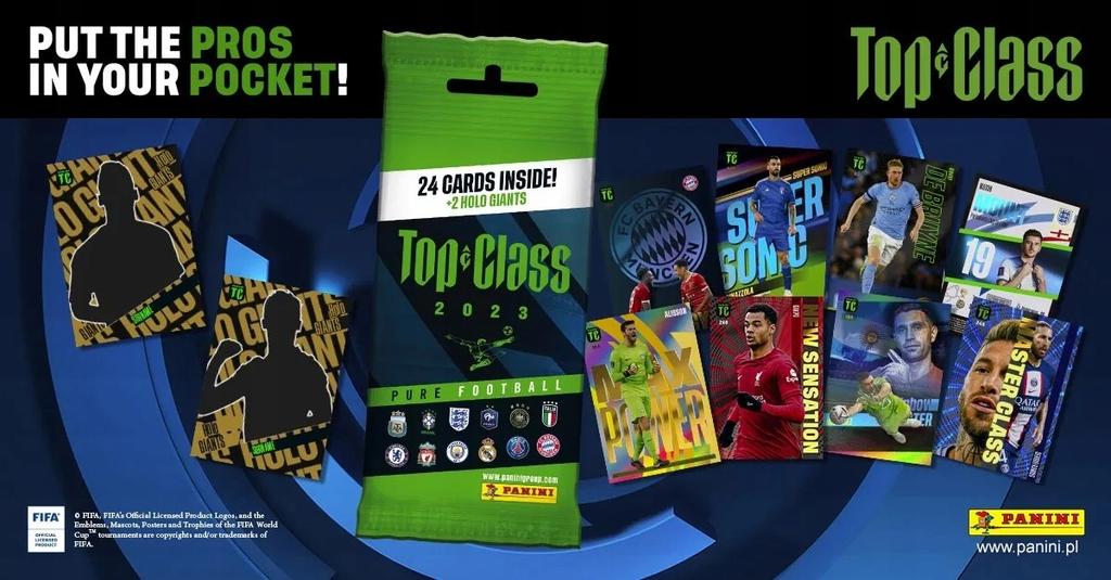 Top Class 2023 Box 10 Sachets Fat Pack 240 Cards 20 Football Holo Cards
