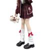 Ladies Autumn and Winter Style Warm Lovely Bow Knitted Hairball Calf Pile Stocking