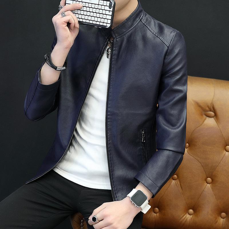 Spring and Autumn New Men's Leather Casual Fashion Trend PU Leather Motorcycle Jacket