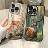 Sika Deer Elk Animal Plating Phone Case For Iphone 16 17 Pro Max Air 16E 14 15 Plus 12 13 Mini Anti-Fall Airabag Cover