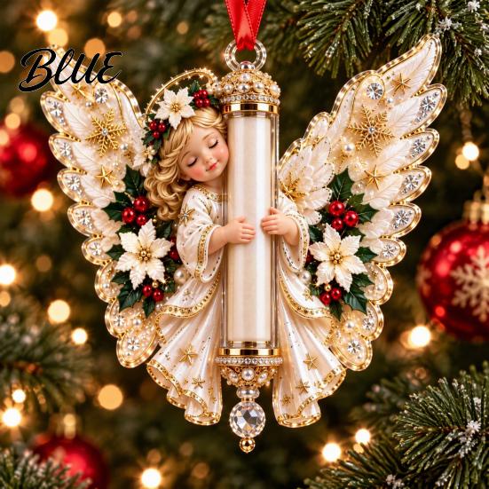 Christmas Tree Decorations Supplies Decoration Acrylic Festive Ornament 2D Angel Cash Holiday Party Hanging Pendant