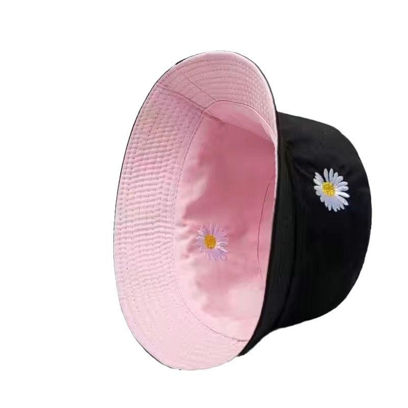 Embroidery Letters Smile Double Sided Fisherman Hat Spring Summer Protection Sun