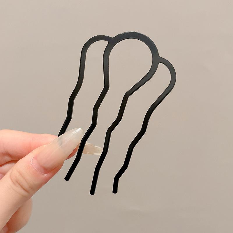 New Hairpin Female Disc Hair Artifact U-shaped Fixed Four Toothed Insert Comb Hairpin Ancient Style Flower Headpiece