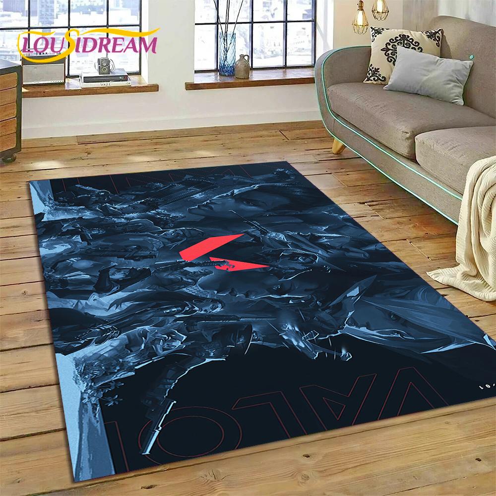 3D Nejnovější Kreslený Herní Koberec VALORANT pro Dekoraci Obývacího Pokoje Ložnice, Podlahová Rohožka Protiskluzová Dekorace pro Pohovku Rohožka Dárek Dítě