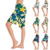 Board Shorts Feminino com Estampa de Árvores Tropicais Cordão na Cintura Tecido de Secagem Rápida para Atividades na Praia, Surfe e Natação