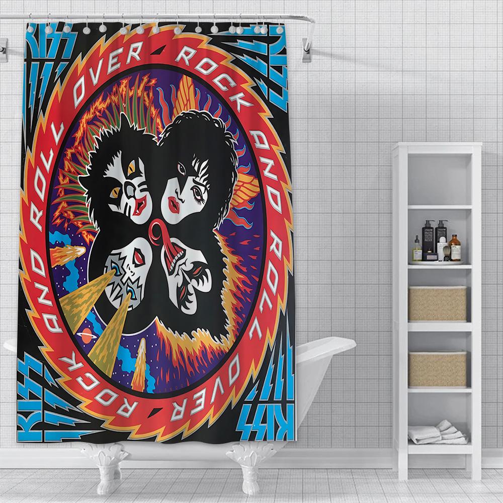 

American Heavy Band Shower Curtain Waterproof Polyester Fabric Paint Metal Rock Kiss Bath Curtains Home Bathroom Decor Curtain YL90x180cm