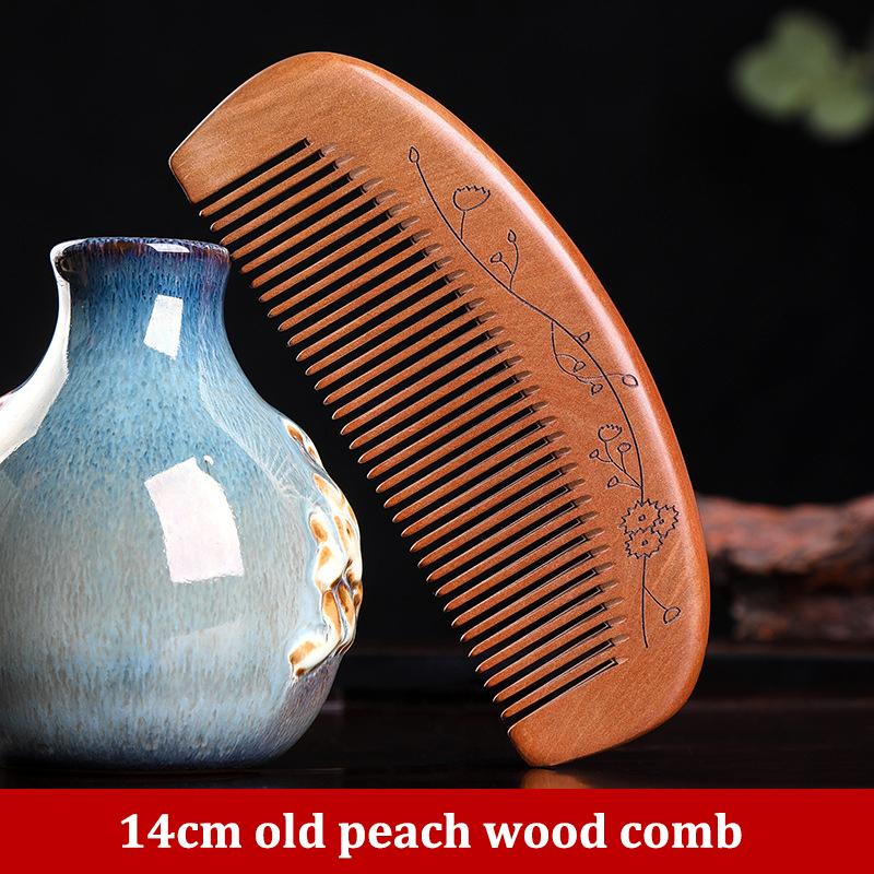 New Anti-Static Handcrafted Natural Peach Wood Hair Comb Head Massage Sandalwood Comb Hair Care Diy Styling Tool