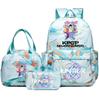 3Pcs/set Anime Demon Hunters Printed Backpack Handbag Pencil Case for Teenager Student Bookbag Schoolbag Women Large Capacity Waterproof Bag