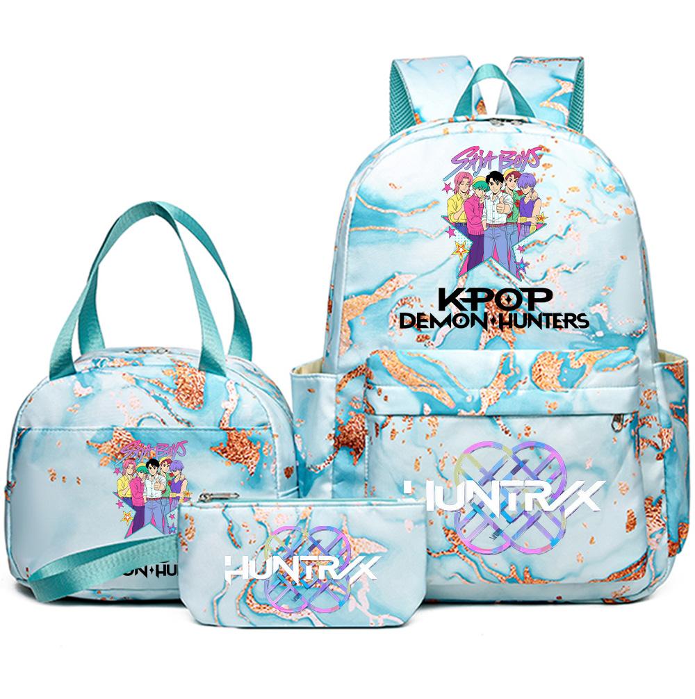 3Pcs/set Anime Demon Hunters Printed Backpack Handbag Pencil Case for Teenager Student Bookbag Schoolbag Women Large Capacity Waterproof Bag
