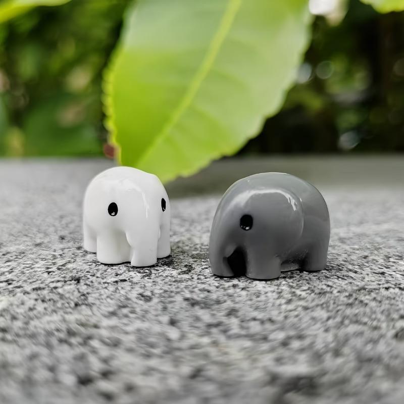 2pcs Miniature Elephant Couple Figurines, Resin Craft, Love Theme Animal Garden Micro Miniatures, for DIY Landscape Decoration, Potted Plants