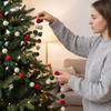 Christmas Tree Embellishment 78.8 Inch Pom Garland, Red Green White 20/30 Pompom Xmas Party Wall Decor Balls Garland Ornaments for Tree, Fireplace,