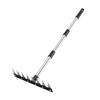 8-Tine Weeding Rake Adjustable Long Handle Weeding Tool Heavy Duty Weed Puller Manual Weeder for Garden Lawn Yard