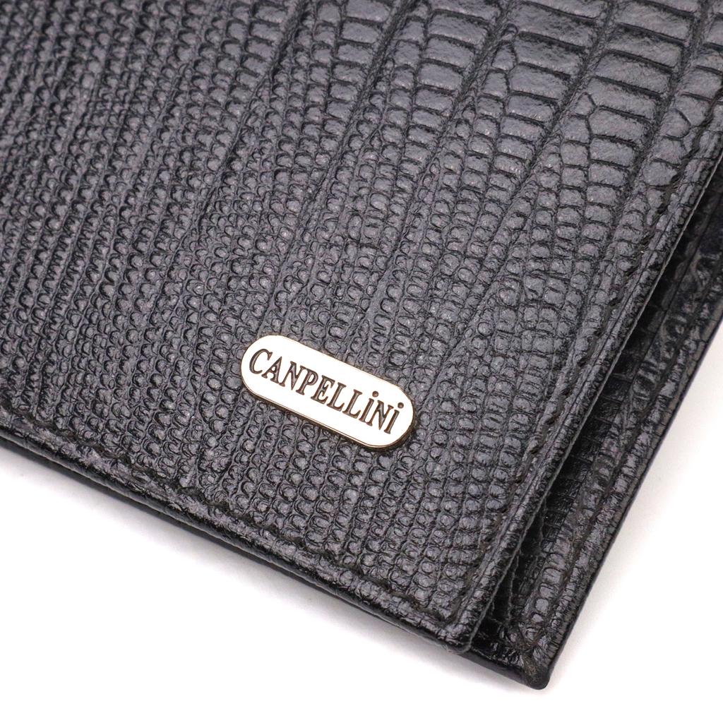 Практичное мужское портмоне из натуральной фактурной кожи CANPELLINI 21868 Черный