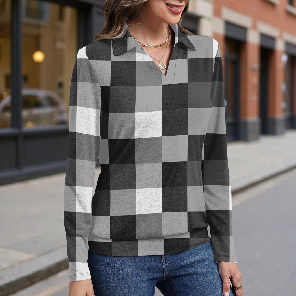 Women's retro printed fashionable long-sleeved top