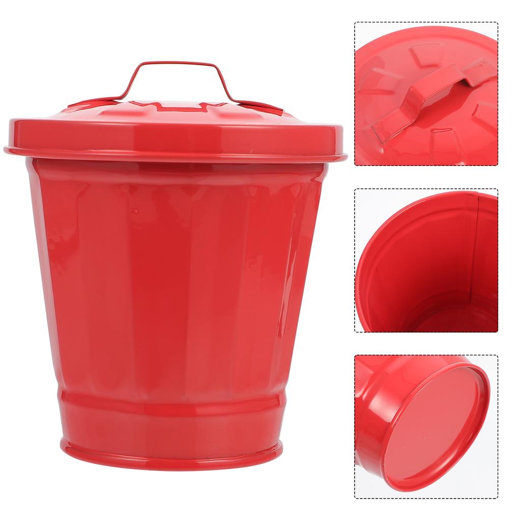 Car Trash Can Bin Garbage Pen Holder for Desk Metal Utility Pail Desktop Iron Office