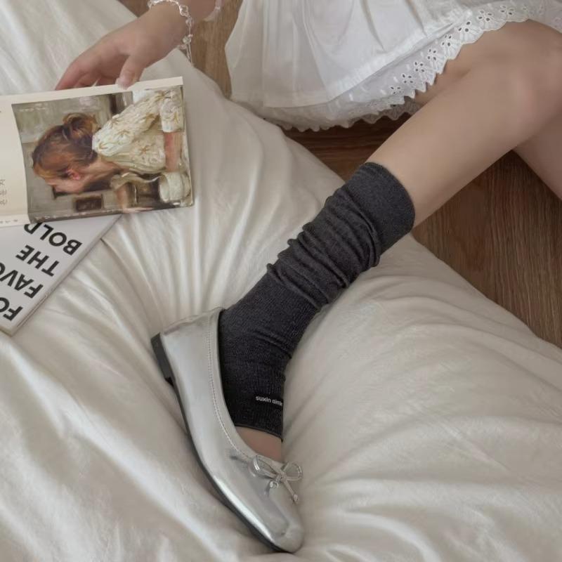 Lolita Leg Warmers Women Cotton Thin Breathable Knee Socks Stocking Knitted Foot Cover Jk Girl Leg Warmer Solid Color Long Socks