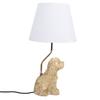 Retro Resin Dog Table Lamp Bedside Night Light with White Polyester Shade for Home Bedroom Office Decoration US Plug