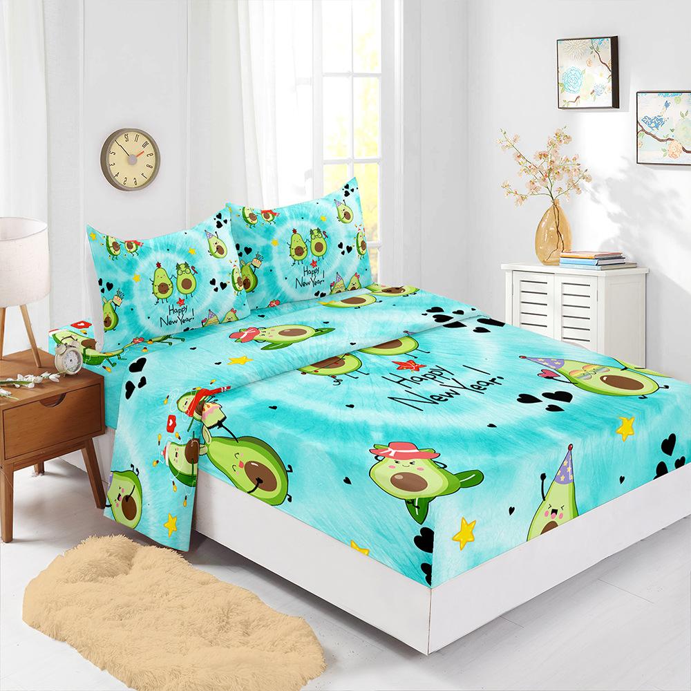 

Mattress Four-Piece Set Illustration Animal Landscape 3D Digital Printing Kit Mattress Protective Cover (90cm * 190cm * 40cm) Pillowcase * 1