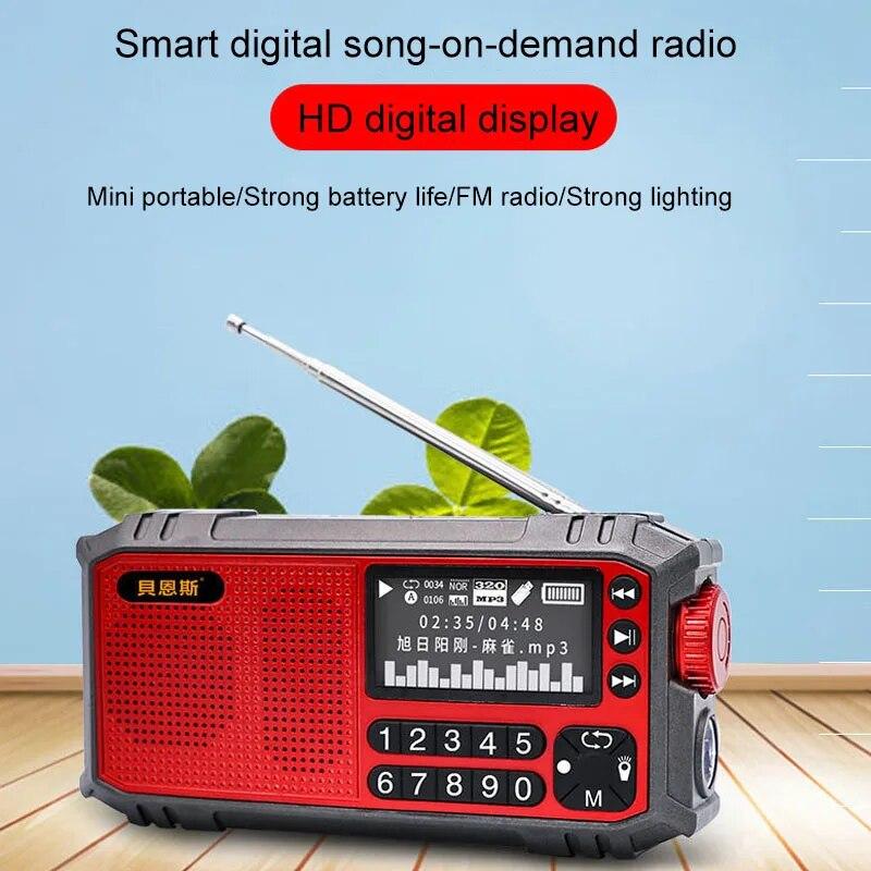 Multi-functional FM Radio Portable Bluetooth Speaker with LED Display Flashlight Support U Disk TF Card AUX Time Lyrics Display