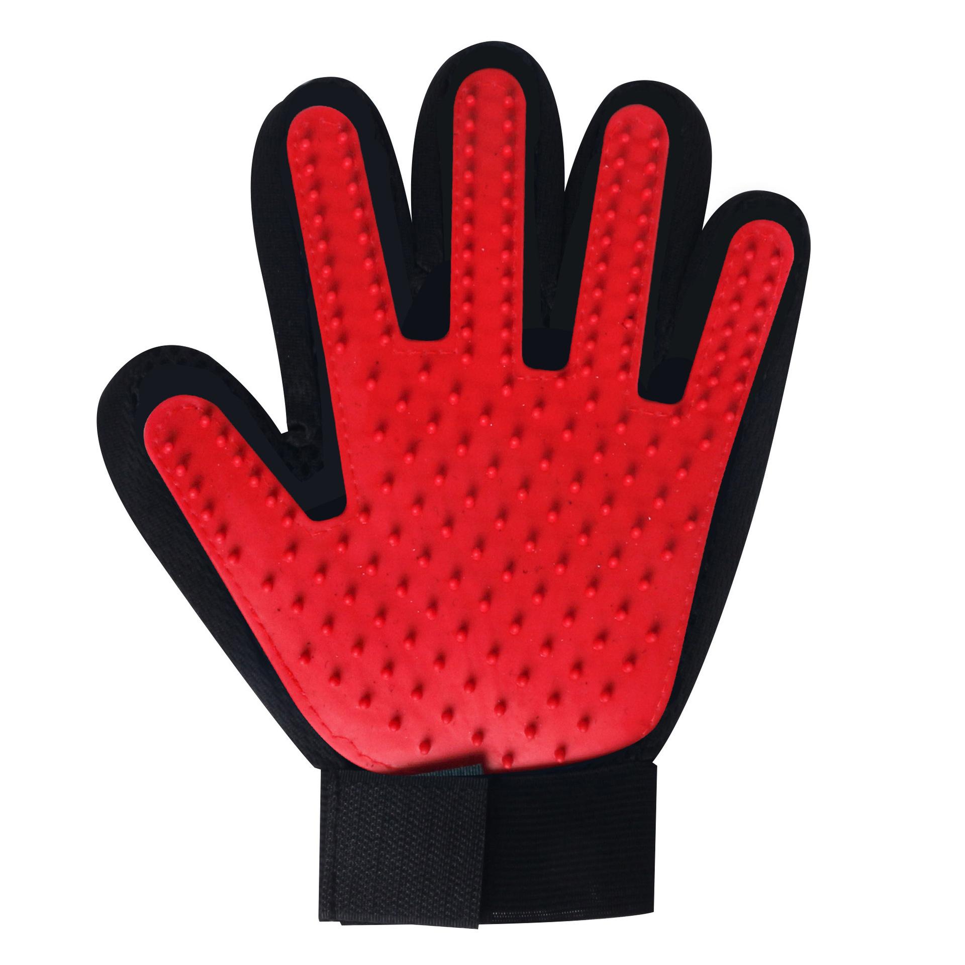 

Перчатка для вычесывания шерсти у домашних животных Left красный