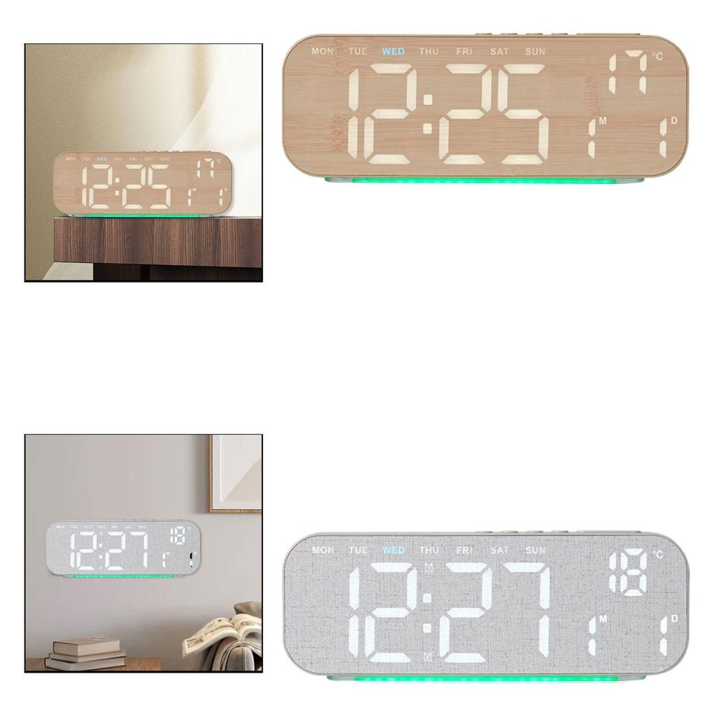 Modern Digital Desk Clock with Dual Alarms Time Date Temperature Display for Office Bedroom Bedside Table