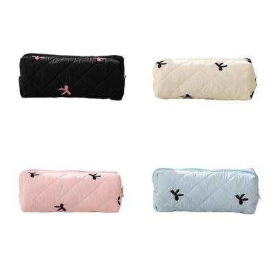 Trousse à crayons grande capacité Poches à crayons imprimé nœud papillon Organisateurs de crayons Sac de rangement Sac cosmétique de voyage pour femmes Étudiant