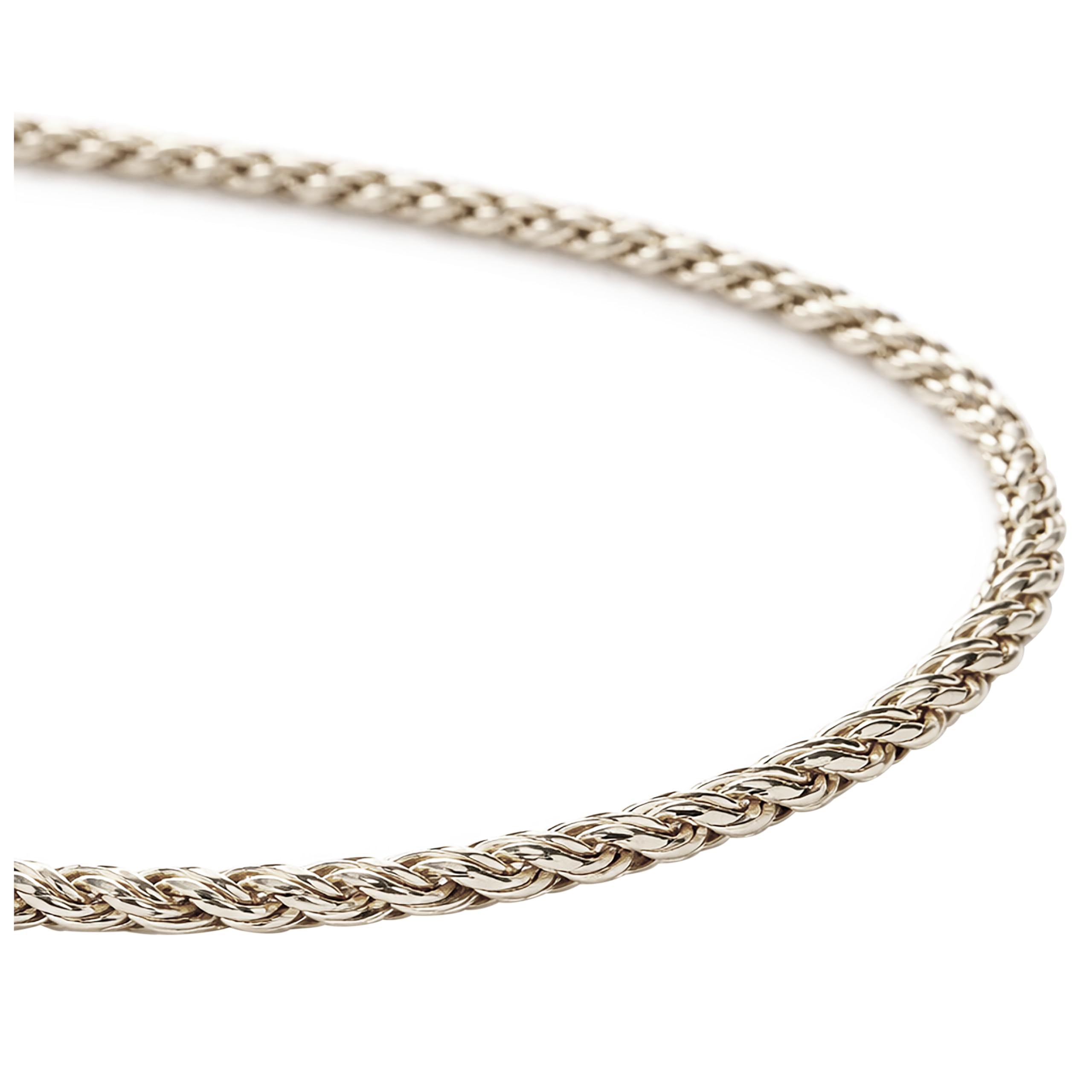 925 White Silver Rope Chain, 2mm Thickness, 40cm - 55cm Length, Twisted Necklace, SILVER925 Silver Chain, Twisted Rope, Braided, High Density, Heavy,