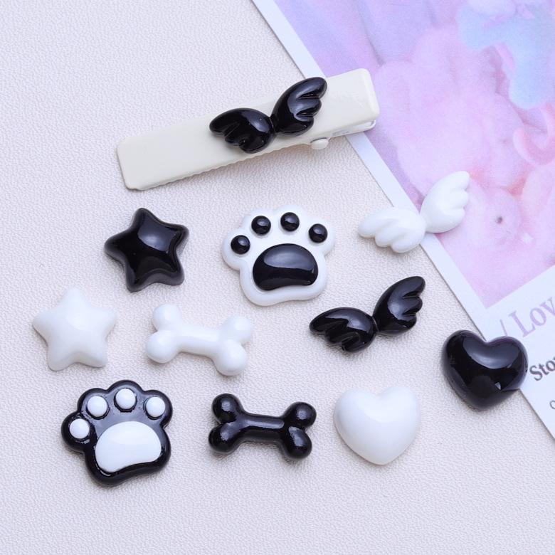 Mini Black & White Cartoon DIY Ornament Accessories Hair Clip Material Pack