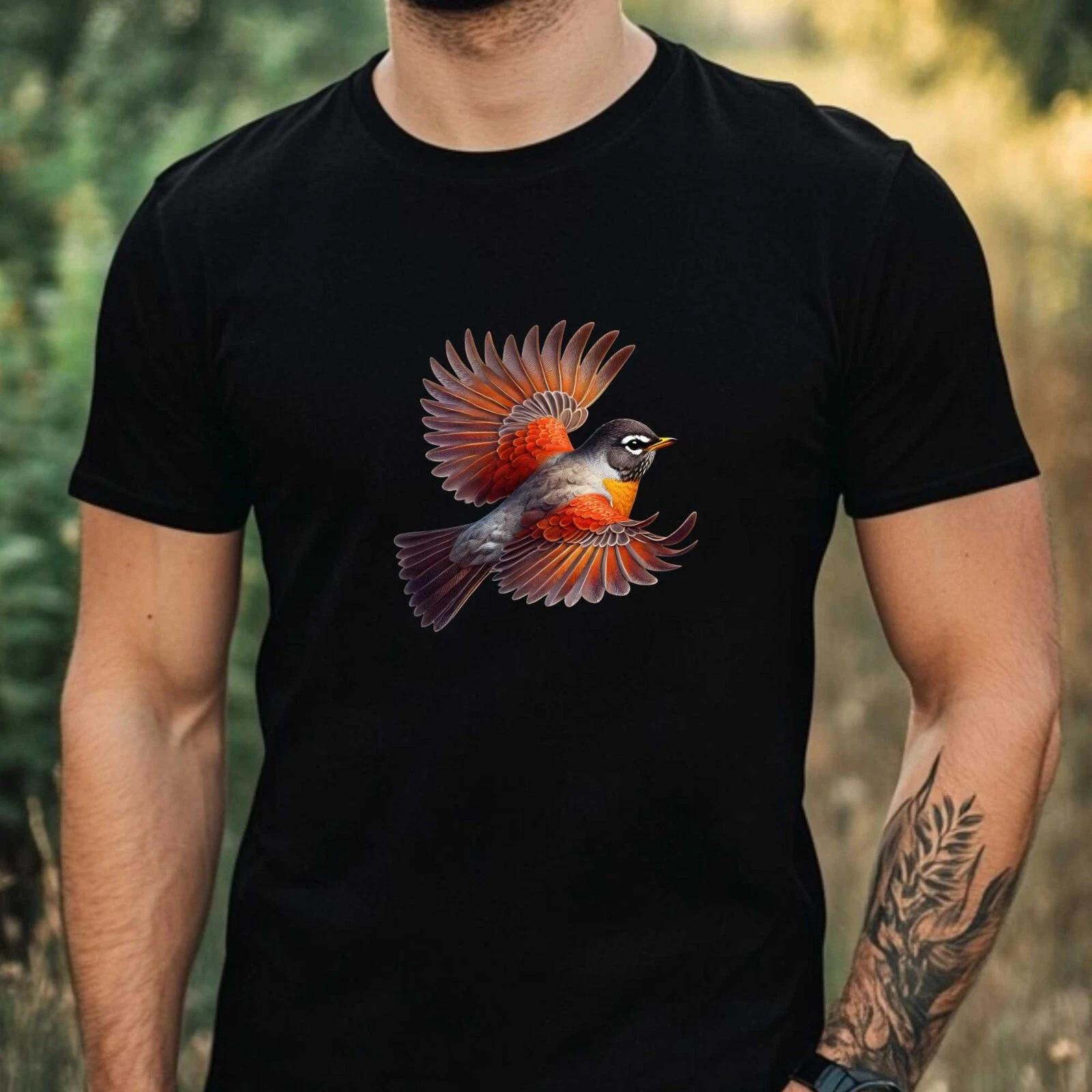 T-Shirt Herren Wilder Fliegender Vogel Motiv Baumwolle Größe XS bis 5XL XXXXL